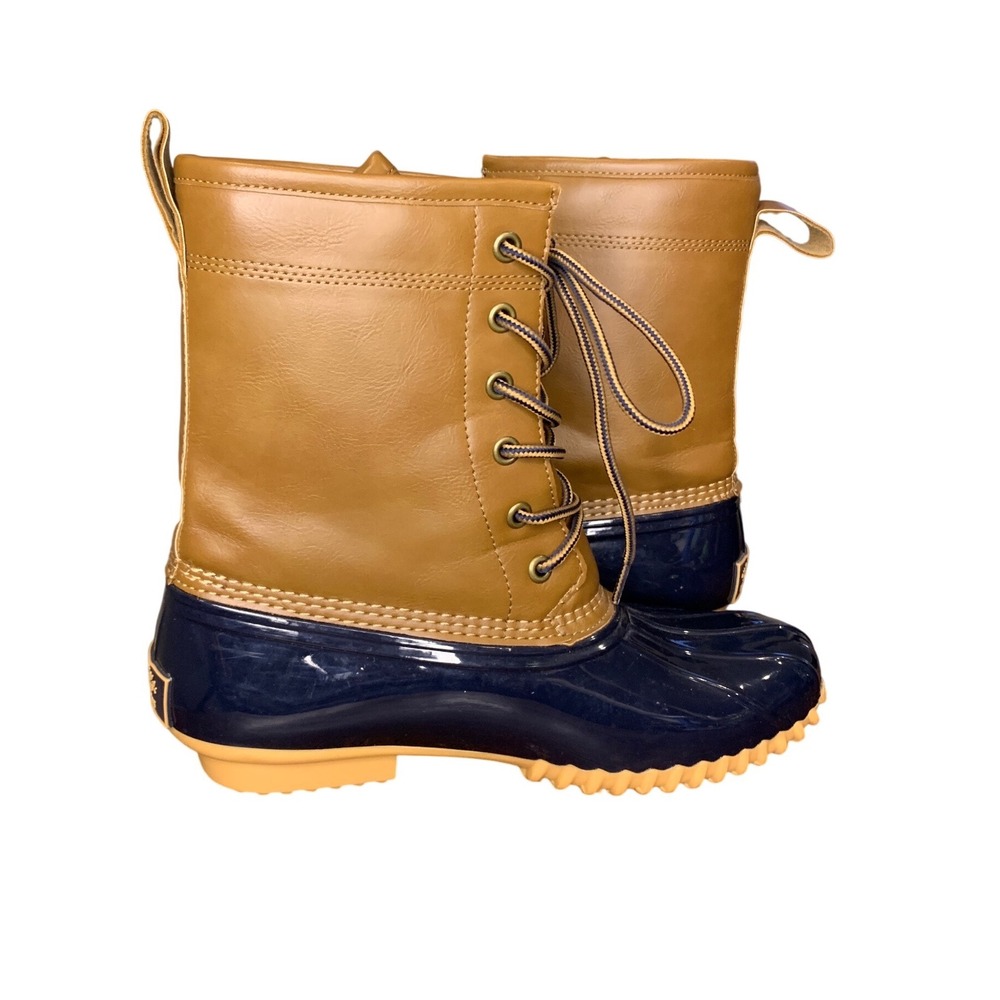 Sporto Ariel Duck Boot Top Sider Womens Tan Navy Rubber Lace Up Size 7M NWOT - Picture 6 of 8